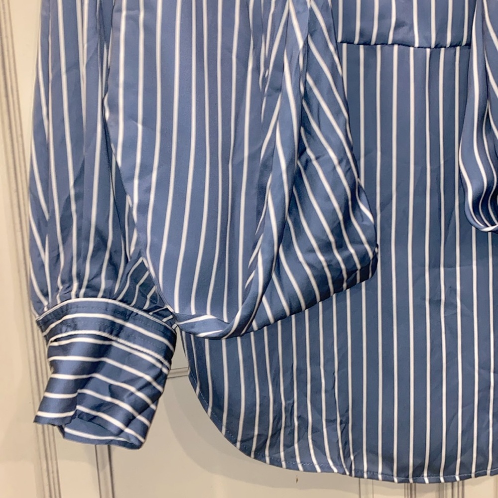 Maje Cosa Striped Wrap Front Blouse, Size 2 - Picture 6 of 14